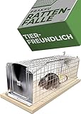Praknu Rattenfalle Lebendfalle 30 cm Groß aus FSC® Holz - Tierfreundlich & Wiederverwendbar - Sofort Einsatzbereit - Für Ratten & Wühlmäuse