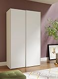 FORTE OZZULA Schrank 120, Kleiderschrank Weiß, Schwebetürenschrank, Schlafzimmerschrank Modern 2-türig mit Einlegeböden und Kleiderstange, 120 cm breit x 190.5 cm hoch x 61 cm tief