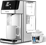 Philips Water Station Spender für gefiltertes heißes Wasser 6 Temperaturvoreinstellungen Touchscreen reduziert Chlor Kalk Schwermetalle Mikroplastik und PFOA 2,2 L Fassungsvermögen