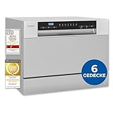 Exquisit Mini-Geschirrspüler, Tischspülmaschine, 55 cm breit, spülmaschine klein, Auto Türöffner, ECO-Modus, GSP5206-030D silber