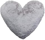 Brandsseller Herzkissen Kuschelkissen Schmusekissen Flausch Plüsch Dekokissen ca.40x30 cm Hellgrau