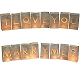 Fayemint 16 Stück Lichttüten, Candle Bags Weiß, Teelicht Lichtertüten Papier, für Valentinstag, Hochzeit, Verlobung, Weihnachten