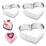 3 Stück Herzbackform, Backform Herz Set 10/15 /20 cm Tortenring Kuchenform Edelstahl Tortenring Biskuitherz Herz Herz Backformen Hitzebeständige für Gebäck Urlaubs Party Zubereitung von Kuchen