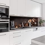 Dedeco Küchenrückwand mit Motiv: Kaffee V1, 70x50cm, Spritzschutz für Küchen aus 3mm-Aluminium mit UV-Lack glänzend – fugenlos, hitzebeständig, leicht zu reinigen, wasserfest, Made in Germany