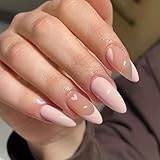 Künstliche Nägel zum Aufdrücken, künstliche Nägel, zum Aufkleben, Herz-Design, französische Nägel, 24 Stück