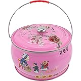 Housoutil Holzkohlegrill Eimer BBQ Eimer Tischgrill Grill Feuerkorb Wander Grill Desktop Grill Campinggrill Picknickgrill Grillkübel mit Tragegriff für Camping Picknick Pink