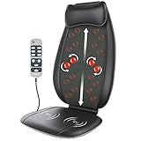 Rückenmassagegerät, RENPHO Massagesitzauflage S-Form Shiatsu Massageauflage mit Vibration, Wärmefunktion, Tiefenknetrollen, Massagegerät für Schulter, Taille, Hüfte