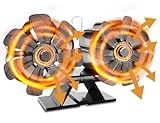 DZKKIUR Doppelkopf Kaminventilator,Selbstbetriebener Ofenventilator Ohne Strom, Wärmebetrieben, Leiser Betrieb, Zwei Motoren, Für Kaminofen/Holzofen/Kamin/Esszimmer/Wohnzimmer