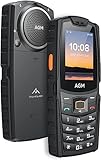 AGM M6 Outdoor Handy ohne Vertrag, 2.4 Zoll Farbdisplay, große Schrift und große Taste, 2500 mAh Akku 48MB+128MB, Wasserdicht (IP68/IP69K) Baustellen Handy, 4G Dual SIM, Tastenhandy - Schwartz