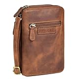 STILORD 'Peter' 2-in-1 Leder Brustbeutel Portemonnaie Herren Handytasche Damen Reisebrieftasche zum Umhängen Kleine Brusttasche Vintage Tasche Crossbody Bag Echtleder, Farbe:mittel - braun