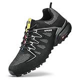 VENROXX Traillaufschuhe Herren Trailrunning Schuhe Wanderschuhe Atmungsaktiv Leicht Laufschuhe Trekkingschuhe rutschfeste Outdoor Sportschuhe, Schwarz, 45