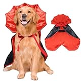 ROSAUI Hundekostüm Vampir Umhang für Große und Mittlere Hunde, Schwarz/Rot, Polyester, Klettverschluss, Halloween