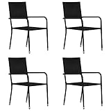 ILLUCIONE Rattan-Stapelstühle, Garten-Esszimmerstühle, 4 Stück, stapelbar, schwarz, Polyrattan, Esszimmerstühle, Gartenstühle, schwarzes Polyrattan, wetterbeständig, langlebig für Ihren Garten,