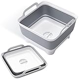 FHzytg 12L Spülschüssel Faltbar für Camping, Camping Waschwanne Waschbecken Camping Spülbecken Faltbar Camping Küche Zubehör Spülschüssel Faltbar Eckig Wanne mit Ablauf für Waschbecken