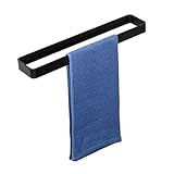 SAYAYO Handtuchhalter Ohne Bohren Schwarz Handtuchstange Ohne Bohren Selbstklebend Handtuchhalter Schwarz Wandmontage Aluminium Badetuchhalter für Badezimmer und Küche 40CM, EGYS24030-400-3M-B