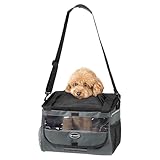 Navaris Hundekorb Fahrrad vorne - Hundefahrradkorb vorn - Fahrradkorb Hund - Für Hunde bis zu 10 kg - Praktische Zusatztaschen - Fahrradkorb Lenker mit Trageriemen - Grau