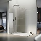 SONNI Duschwand Glas 120 x 200 cm Walk In Dusche 8 mm NANO Glas Duschtrennwand Badewanne Duschwand