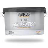 SEEBAUER diy Wandfarbe Weiß 2,5L - Klassisches Malerweiß für Innenräume - Gute Deckkraft, Leicht zu Verarbeiten & Tropfarm - Effiziente Innenfarbe für Wände und Decken bis zu 20 qm