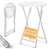 KESSER® Stehtisch Bistrotisch mit PVC-Platte | Wetterbeständiger Klapptisch | 60cm / 110cm | Partytisch Tisch rutschfest | In- & Outdoor | Hochzeit Empfangstisch | 4 Standfüße pulverbeschichtet
