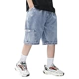 Jungen-Jeansshorts, gerade Jeans-Shorts für Jungen, lässig, kurz mit Tasche Kleidung