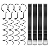 BIUDECO Verschleißfester Erdanker für Zelte und Hunde Metall Bodenanker mit Spiralkopf Verzinkt Tragbar für Camping Trampolin Pavillon und Outdoor Zubehör (4 Stück)