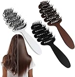 Wildschweinborsten Bürste,Haarbürste Wildschweinborsten Damen,Professionelle Bambus Paddel Bürste zur Haarentwirrung und Detangling,Haarbürsten, Verbesserung der Haartextur (braun+ Schwarz + Weiß)