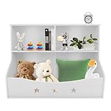 WindWilder Aufbewahrungsfach für Kinder, Buch- und Spielzeugaufbewahrungsschrank, Kinderbuch- und Spielzeugregal für Kinderzimmer Spielzimmer (Weiß, 2 Etagen mit 3 Fächern, 79x36.5x61.5cm)