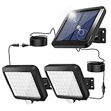 BENMA Solarlampen für Außen mit Bewegungsmelder, 2 Stück Solarleuchten mit 1 Stück Solarpanel, 3 Modi Solar Wandleuchte, IP65 Wasserdichte Garten Sicherheitswandleuchte mit 16.4ft Kabel