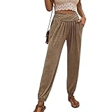 Damen-Jogginghose mit Schmal Zulaufendem Bündchen, Seitentaschen mit überkreuzter Taille, Damen-Trainingshose für den Alltag, Lässig, Locker (L)