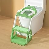 ZQEJEFD Toilettensitz Kinder mit Treppe,Kinder WC Sitz Toilette für Kinder mit Gepolstertem Sitz,2-in-1 Kinder Toilettensitz,Höhenverstellbar Faltbarer Kinder Toiletten Trainer,Rutschfestes Trittbrett
