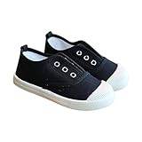 Kinder Canvas Schuhe Atmungsaktiv Jungen Mädchen Schuhe Indoor Kinderschuhe Kleinkind Schuhe Casual Sneaker Kid, Schwarz , 25 EU