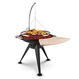 Blumfeldt Delion - Feuerschale, Feuerkorb, Schwenkgrill, Galgengrill, Ø Grillrost: 70 cm, Ø Feuerschale: 80 cm, Edelstahlfeuerschale, Seilzug, anthrazit