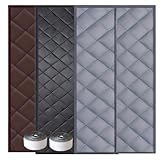 Magnetischer Wärmeschutzvorhang Thermisch Isolierter Türvorhang, Winddichter Schalldämmender Vorhang Winter für Balkontür Terrassentür 80/90/100/110/120cm(Dunkelbraun,140 * 220cm)