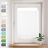 Sonello Plissee Klemmfix ohne Bohren 90cm x 120cm Weiß Faltrollo Plisseerollo Jalousie für Tür & Fenster Blickdicht Sichtschutz Sonnenschutz Fertifplissee Rollo