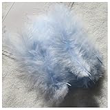 BrightGlow Bunte Federn Natürliche Bastelfedern Handwerksfedern Flauschige Federn Truthahnfedern Natürliche Feder Deko Flaumfedern Kopfschmucksfedern für Handwerk Kostüme #33 Hellhimmelblau 100 Stück