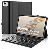 SENGBIRCH Hülle mit Tastatur für Honor Pad X9a 11.5 Zoll 2025 - Magnetisch abnehmbar mit Deutsches QWERTZ Layout Tastatur, Soft TPU und Leder hülle für Honor Pad X9a 11.5' 2025, Schwarz