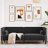 Emmtore Chesterfield Sofa, Couch mit Armlehnen Rückenlehne Stützbeine, Polstersofa für Wohnzimmer, Couchgarnitur Schwarz,3-Sitzer