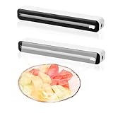 2 Stück Frischhaltefolien Spender, Wand-Folienschneider Saugnäpfe Folienspender Haushalt Folienabroller mit Bidirektionale Schiebe Cutter für Küche (Schwarz)