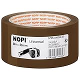 tesa NOPI Packband - vielseitiges Verpackungsband aus Polypropylen, geräuscharm abrollbar - lösungsmittelfrei und abriebfest - 66 m x 50 mm - braun