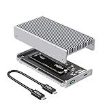 Qwiizlab Lüfterloses 40 Gbit/s USB4 Thunderbolt externes SSD-Gehäuse mit Aluminium-Kühlkörper-Chasiss, unterstützt M.2 NVMe SSD bis zu 8 TB, Silber (SSD nicht im Lieferumfang enthalten)