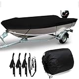 Bootsplane,Bootspersenning Bootsabdeckung,Wasserdicht Schutz Cover Schwarz,V-Rumpf Boat Cover,Gewebe Staub Schutz Persenning Bootsplane,Mit Aufbewahrungstasche für Ruderboot, Angelboot. (470x225cm)