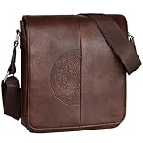 Leathario Herren Umhängetasche aus Veagnem Leder,Schultertasche mit Großer Kapazität, Herrentasche für Alltag Freizeit Arbeit