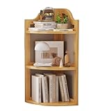 Eckregal aus Bambus, offenes Bücherregal für Wohnzimmer, Schlafzimmer, Büro – platzsparendes kleines Bücherregal, einfacher Zugang für Bücher (Holzfarbe, 40 cm)