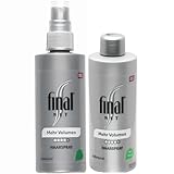 Final NET Mehr Volumen – Ansatzspray mit starkem Halt, Volumen Spray, Haarspray für alle Haartypen, Haarauffüller Spray, Haarspray unparfümiert, Haarpflege Set – 125 ml + 125 ml Austauschflasche