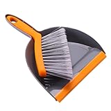 Homoyoyo Mini Besen Kehrschaufel Kleines Reinigungswerkzeug mit Gebogenem Griff Weichen Borsten Leichter Tragbarer Tischbesen für Enge Ecken Praktisches Haushalts kit Orange