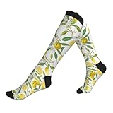 Fresh Tropical Lemons Print Compression Socks 15-20 Mmhg Circulation Socks Moisture Wicking Athletic Long Socks, 3 Schwarz, Einheitsgröße