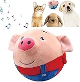 Interaktiver Hundespielzeug,Intelligenzspielzeug für Hunde,Hundespielzeug FutterBall,Aktives Bewegendes Haustier Plüschspielzeug für Große, Mittelgroße, Kleine Hunde und Welpen. (Schwein, rot)