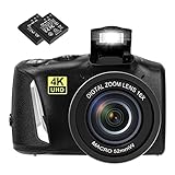 Digitalkamera 48 MP 4K Vlogging-Kamera Makrofotografie 3,0-Zoll-Bildschirm mit Einer 32-GB-SD-Karte 16-facher Digitalzoom 2 Batterien für Kinder, Anfänger, Erwachsene, Geschenke