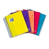 Oxford Notizblock, A6, mit Spirale, 240 Seiten, kariert, sortiert, 5er Pack