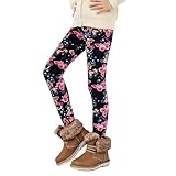 lozssnigzi Thermoleggings Mädchen, Thermoleggings Mädchen, Leo Gefütterte Leggings Winter Dicke Thermohose Sport Warme Hosen Fleece Winterhose Kinder Slim Lange Wollhose, 110-160